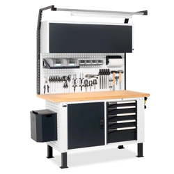 vendita online Banco work master  br piano multiplex mm.1500x750x1985/2360h - grigio ral7035+ral7016 Banchi da lavoro Fami